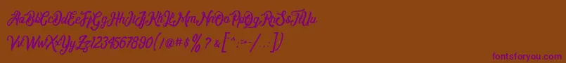 Montrealdemo-Schriftart – Violette Schriften auf braunem Hintergrund