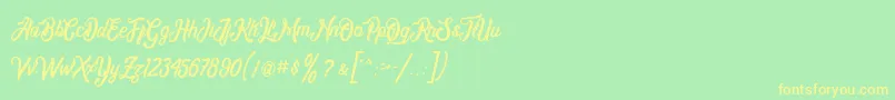 Montrealdemo-Schriftart – Gelbe Schriften auf grünem Hintergrund