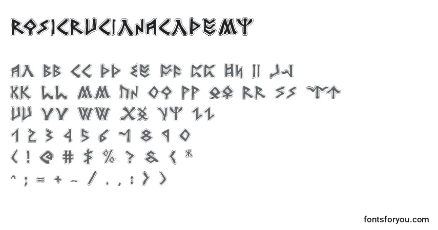 A fonte RosicrucianAcademy – alfabeto, números, caracteres especiais