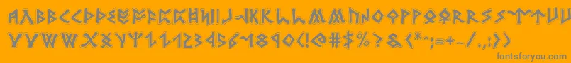 RosicrucianAcademy-Schriftart – Graue Schriften auf orangefarbenem Hintergrund