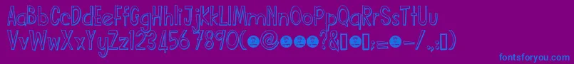 Шрифт Funcartoonshadowdemo – синие шрифты на фиолетовом фоне
