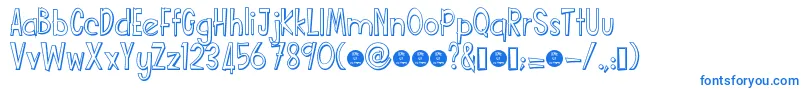 Funcartoonshadowdemo-Schriftart – Blaue Schriften auf weißem Hintergrund