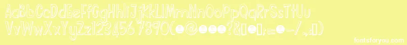 Funcartoonshadowdemo-fontti – valkoiset fontit keltaisella taustalla