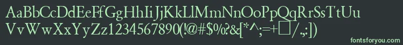 GaramondsemiexpandedsskRegular-fontti – vihreät fontit mustalla taustalla