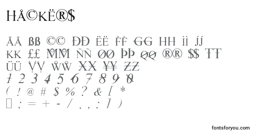 Schriftart Hackers – Alphabet, Zahlen, spezielle Symbole
