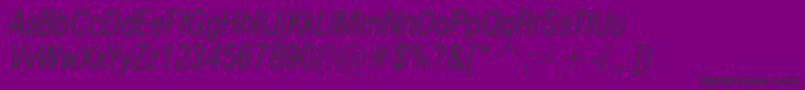 Swiss721LightCondensedItalicBt-Schriftart – Schwarze Schriften auf violettem Hintergrund