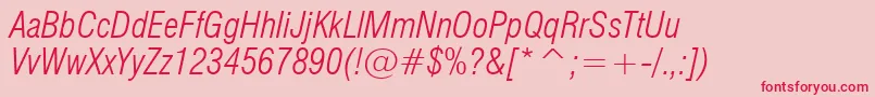 Swiss721LightCondensedItalicBt Font – Red Fonts on Pink Background