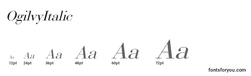 Размеры шрифта OgilvyItalic