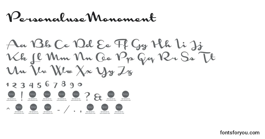 Шрифт PersonaluseMonoment – алфавит, цифры, специальные символы