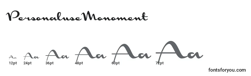 Размеры шрифта PersonaluseMonoment