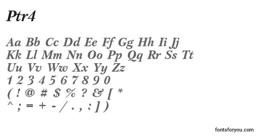 Czcionka Ptr4 – alfabet, cyfry, specjalne znaki