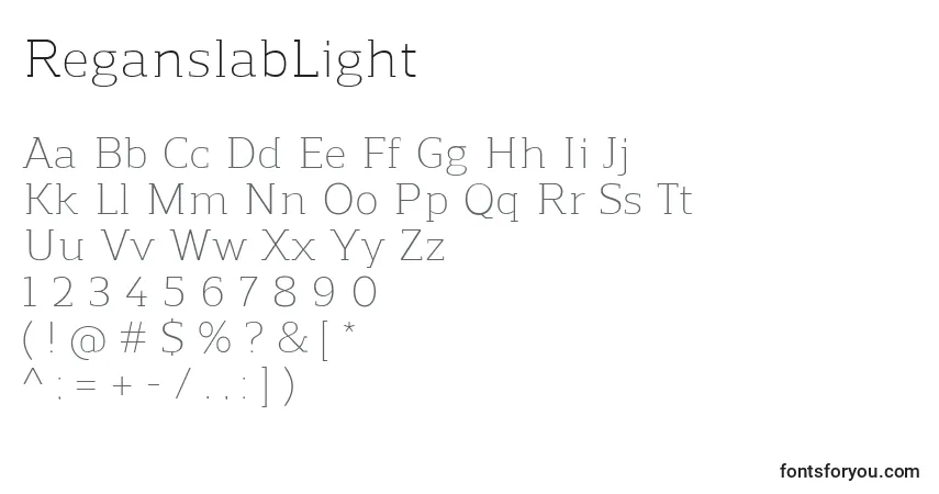 Czcionka ReganslabLight – alfabet, cyfry, specjalne znaki