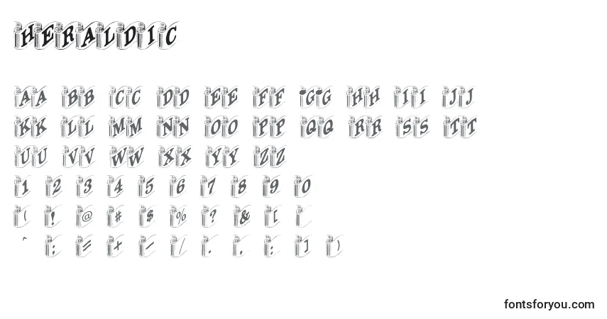 Schriftart Heraldic – Alphabet, Zahlen, spezielle Symbole