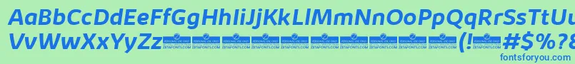 KabrioBoldItalicTrial Font – Blue Fonts on Green Background