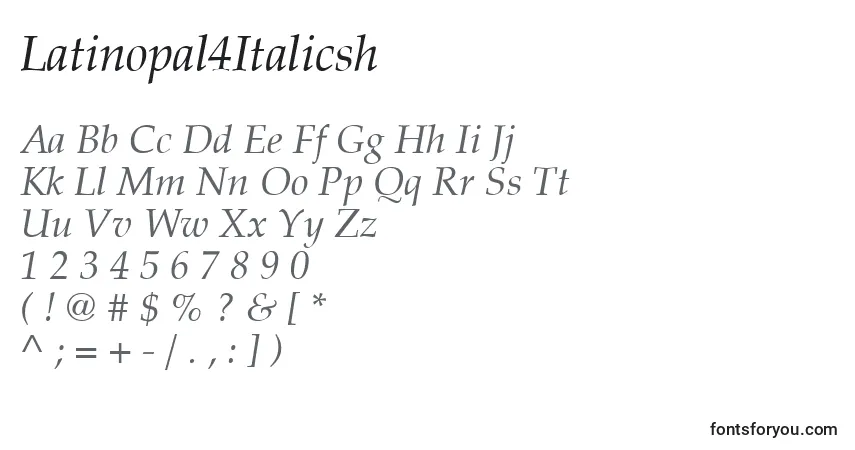 Schriftart Latinopal4Italicsh – Alphabet, Zahlen, spezielle Symbole