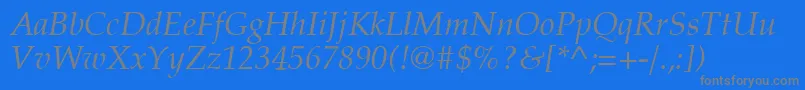 Latinopal4Italicsh-Schriftart – Graue Schriften auf blauem Hintergrund