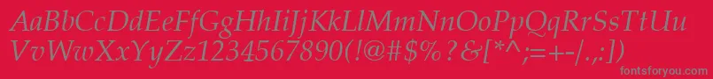 フォントLatinopal4Italicsh – 赤い背景に灰色の文字