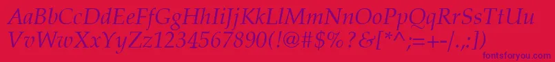 フォントLatinopal4Italicsh – 赤い背景に紫のフォント