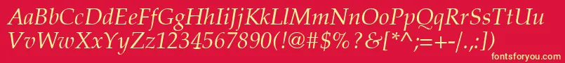 Latinopal4Italicsh-Schriftart – Gelbe Schriften auf rotem Hintergrund
