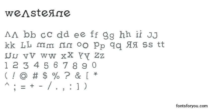 Czcionka Weasterne – alfabet, cyfry, specjalne znaki