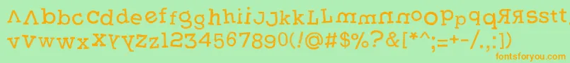 フォントWeasterne – オレンジの文字が緑の背景にあります。