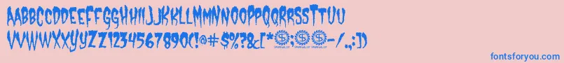 CastleDracustein-Schriftart – Blaue Schriften auf rosa Hintergrund