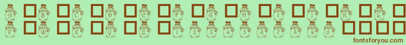 PfSnowman3 Font – Brown Fonts on Green Background