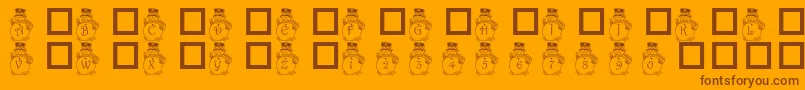 PfSnowman3-Schriftart – Braune Schriften auf orangefarbenem Hintergrund