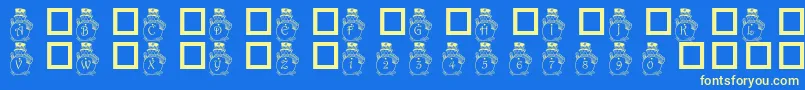 フォントPfSnowman3 – 黄色の文字、青い背景