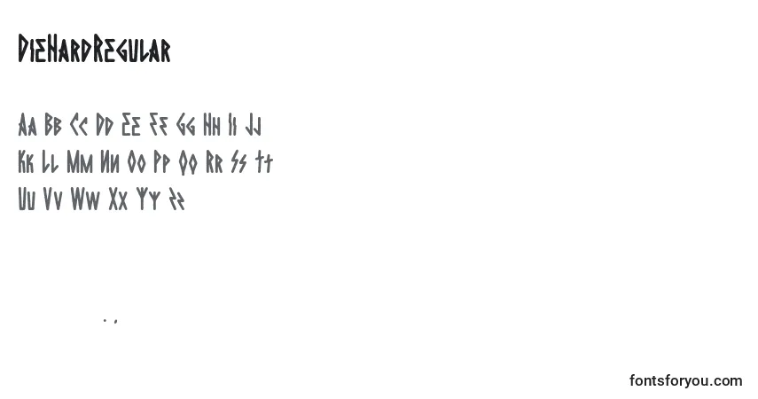 Schriftart DieHardRegular – Alphabet, Zahlen, spezielle Symbole