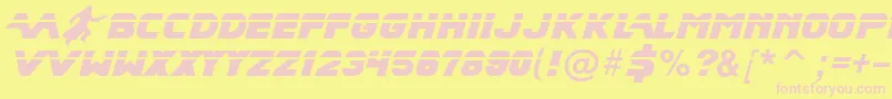 BladeRunnerMovieFont2-fontti – vaaleanpunaiset fontit keltaisella taustalla