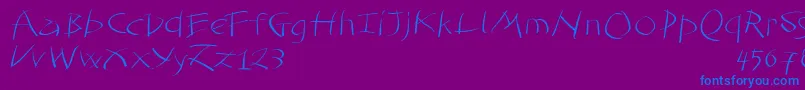 Tomahawked-fontti – siniset fontit violetilla taustalla