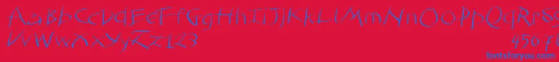 Tomahawked-Schriftart – Blaue Schriften auf rotem Hintergrund