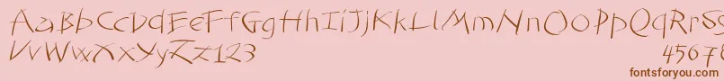 Tomahawked-Schriftart – Braune Schriften auf rosa Hintergrund