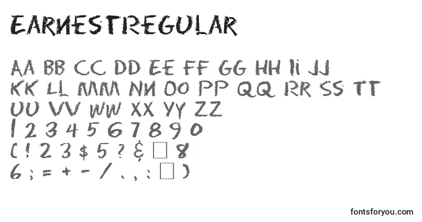 EarnestRegular Font – alphabet, numbers, special characters