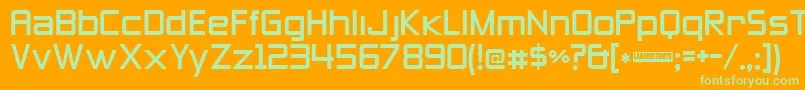 Zeroes Three-Schriftart – Grüne Schriften auf orangefarbenem Hintergrund