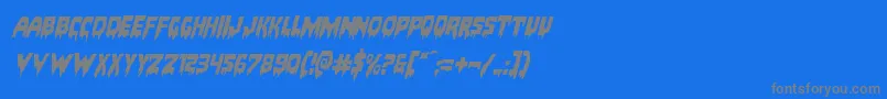 Bloodlustexpandital Font – Gray Fonts on Blue Background