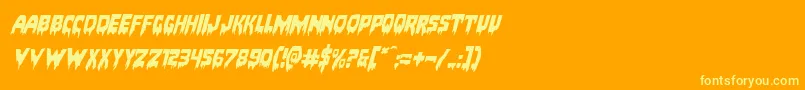 Bloodlustexpandital-Schriftart – Gelbe Schriften auf orangefarbenem Hintergrund