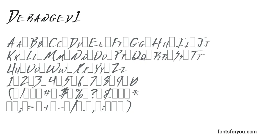 A fonte Deranged1 – alfabeto, números, caracteres especiais