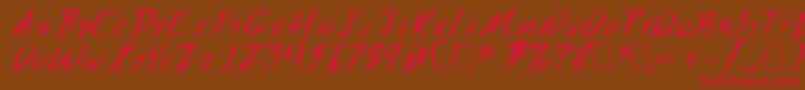 フォントDeranged1 – 赤い文字が茶色の背景にあります。