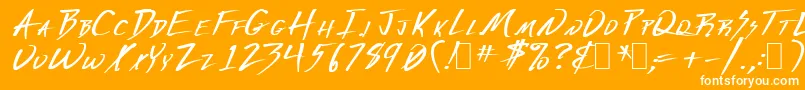 Deranged1-Schriftart – Weiße Schriften auf orangefarbenem Hintergrund