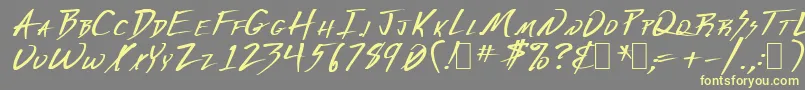 Deranged1-Schriftart – Gelbe Schriften auf grauem Hintergrund