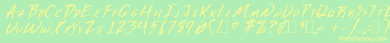 Deranged1 Font – Yellow Fonts on Green Background