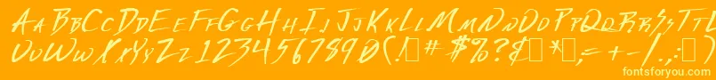 Deranged1-Schriftart – Gelbe Schriften auf orangefarbenem Hintergrund