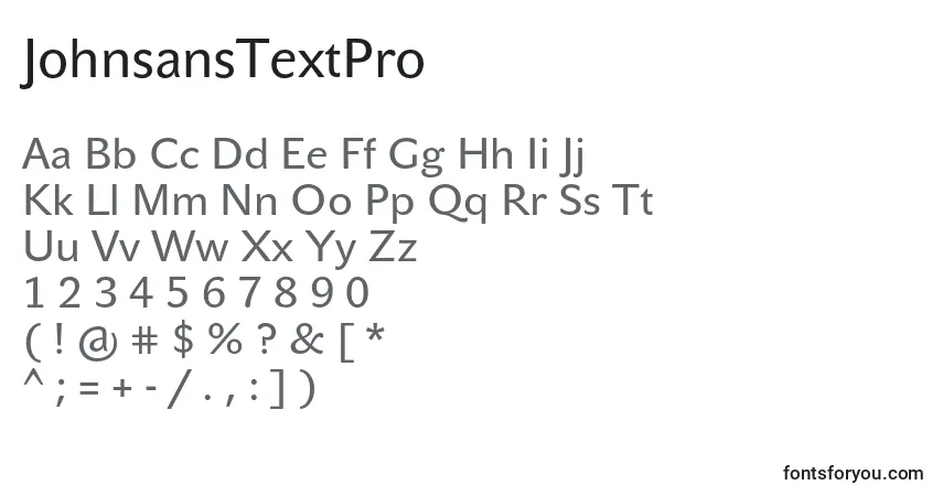 JohnsansTextPro-fontti – aakkoset, numerot, erikoismerkit