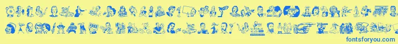 VintageMixedVol1 Font – Blue Fonts on Yellow Background