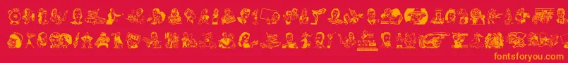Fonte VintageMixedVol1 – fontes laranjas em um fundo vermelho