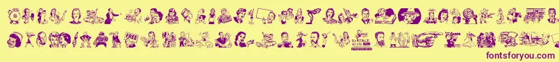 VintageMixedVol1 Font – Purple Fonts on Yellow Background