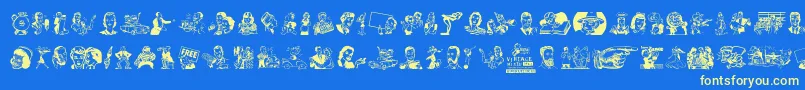 VintageMixedVol1 Font – Yellow Fonts on Blue Background