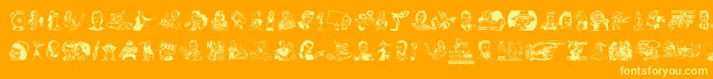 フォントVintageMixedVol1 – オレンジの背景に黄色の文字